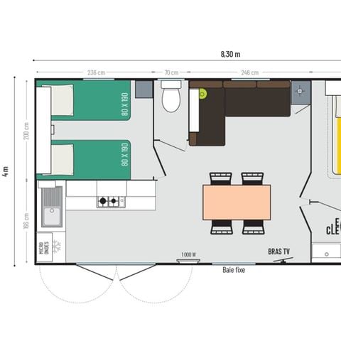 MOBILHOME 4 personnes - MH Riviera suite 2Ch 4P