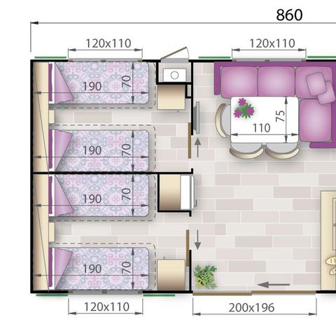 MOBILHOME 4 personas - GARDENIA