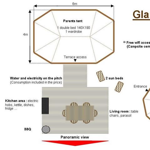 TIENDA DE CAMPAÑA 4 personas - Glamping - 2 tiendas en la parcela - sin instalaciones sanitarias