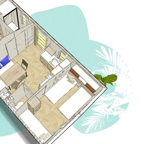 Mobilheim 5 Personen - Mobil Home "CONFORT FAMILIE" 2 Zimmer *Neue 2024*.