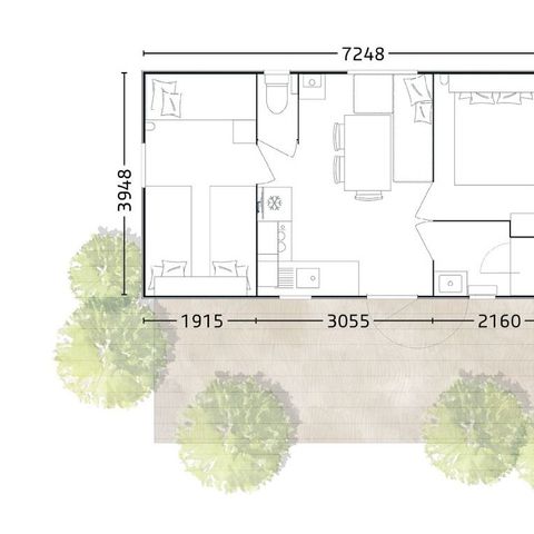 Mobilheim 5 Personen - Mobil Home "CONFORT FAMILIE" 2 Zimmer *Neue 2024*.