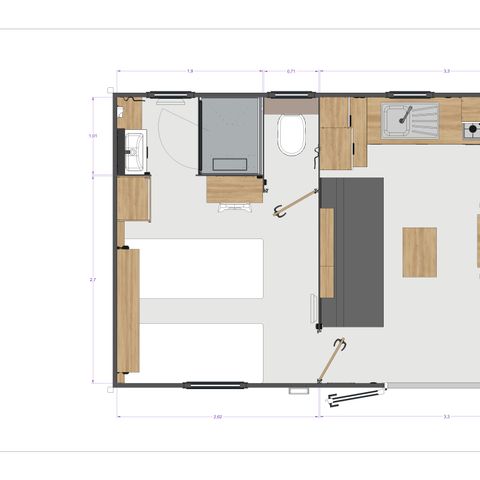 MOBILHEIM 4 Personen - Cottage Terrasses du Causse - 2 Zimmer