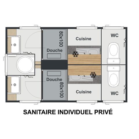 PARCELA - PRESTIGE 140 m² con sanitario privado - Llegada domingo - 2/6 pers