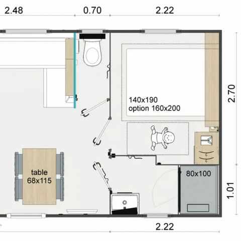 MOBILHEIM 4 Personen - Confort+ 3 Zimmer 4 Personen Klimatisiert + TV