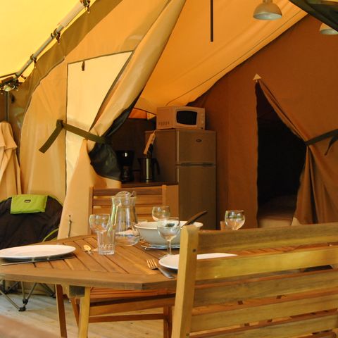 TENDA IN TELA E LEGNO 4 persone - Insolita - tenda lodge con 2 camere da letto - senza servizi igienici