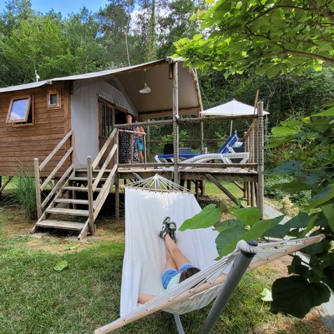 TENTE TOILE ET BOIS 5 personnes - Insolite Premium - Cabane lodge Africa 2 chambres - avec sanitaire -