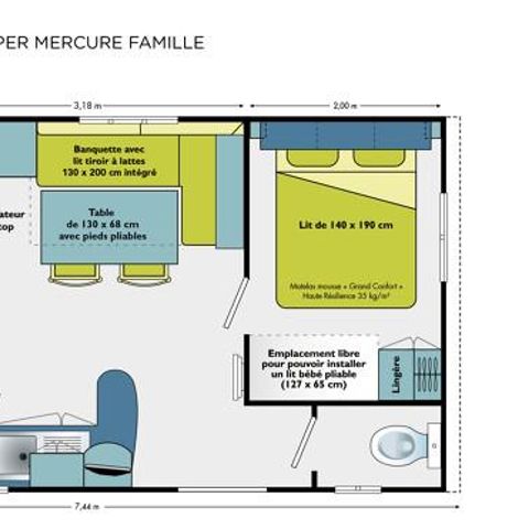 MOBILHOME 4 personas - LOGGIA CLASSIC 27m² - terraza descubierta