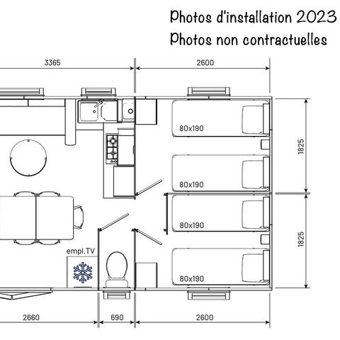 MOBILHOME 6 personas - Espace Premium BDL 32/33m² Aire acondicionado + TV + Terraza cubierta