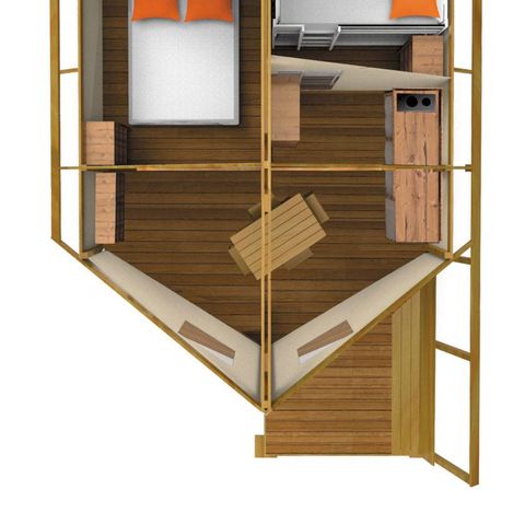 TENDA IN TELA E LEGNO 4 persone - Ecolodge SAHARI 17m² 2 camere - senza servizi igienici