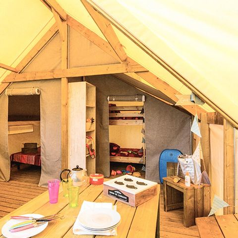 CANVAS AND WOOD TENT 4 people - Ecolodge SAHARI 17m² 2 rooms - without sanitary facilities