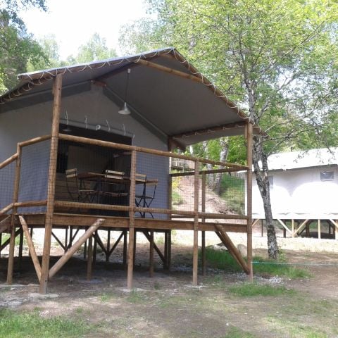 TIENDA DE LONA Y MADERA 4 personas - Cabaña sobre pilotes Estándar