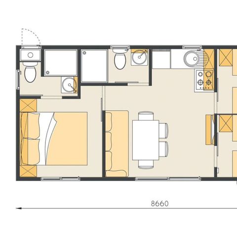 MOBILHOME 6 personas - Mobil-home | Comfort XL | 3 Dormitorios | 6 Pers | Terraza elevada | 2 baños | Aire acondicionado | TV