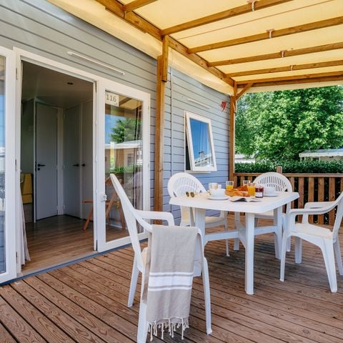 Stacaravan 6 personen - Comfort | 3 slaapkamers | 6 pers | Verhoogd terras | Airconditioning