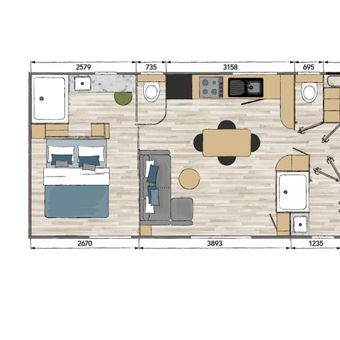 MOBILHOME 6 personnes - TULUM 3CH, LUXE - S - Climatisé - 3 Chambres