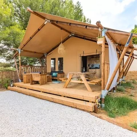 TENTE TOILE ET BOIS 4 personnes - Woody Lodge 3 Pièces 4 Personnes