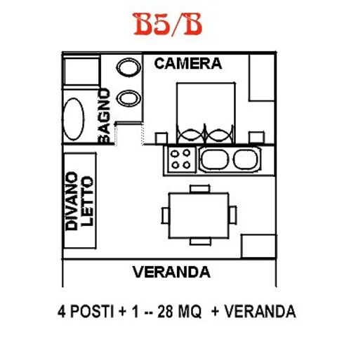 BUNGALOW 4 personnes - Bungalow B5 (deux pièces)