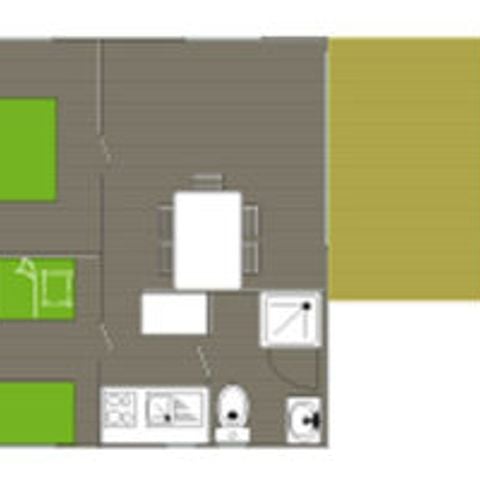 MOBILHOME 4 personas - CASA MÓVIL ESTÁNDAR DE 2 DORMITORIOS, 21 m² SIN AIRE ACONDICIONADO