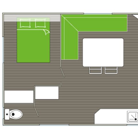 CHALET 5 Personen - CHALET STANDARD OHNE KLIMAANLAGE 2 Schlafzimmer, 23m²