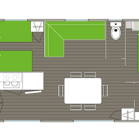 MOBILHEIM 6 Personen - KOMFORT MIT KLIMAANLAGE 29m²/32m² 2 SCHLAFZIMMER