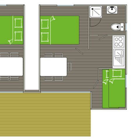 CHALET 8 people - CHALET STANDARD DOUBLE TWIN WITHOUT AIR CONDITIONING 4 bedrooms, 35 m², 2 bedrooms, 2 bathrooms