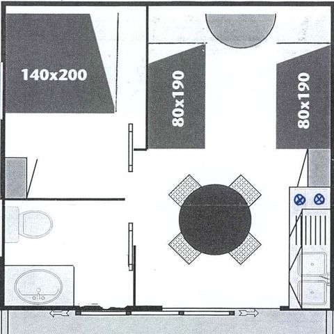 CHALET 4 personnes - Yucca sans douche (Option payante possible climatisation mobile) 