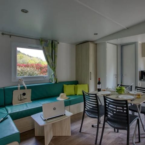 Stacaravan 4 personen - Stacaravan Campbell Premium 34m² (2 kamers) - airconditioning + vaatwasser + TV 4 pers.