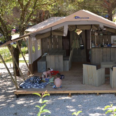 TIENDA DE LONA Y MADERA 5 personas - Safari de lujo