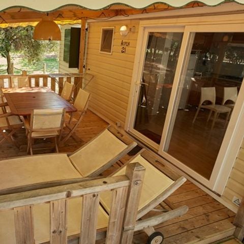 Stacaravan 6 personen - Mobile-home | Premium | 3 slaapkamers | 6 personen | Overdekt terras | Airconditioning | TV