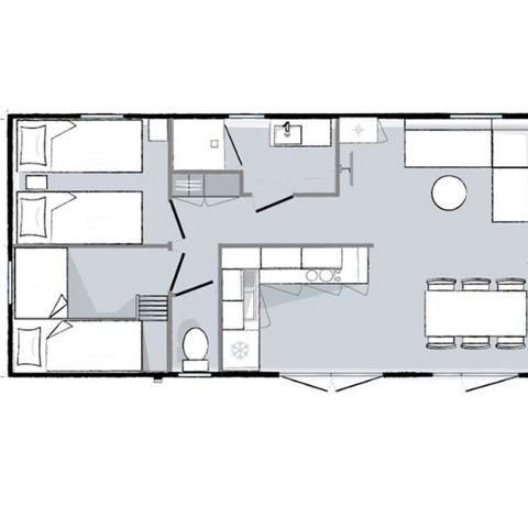 Mobilheim 6 Personen - Premium 3 Schlafzimmer 2 Badezimmer 40m²