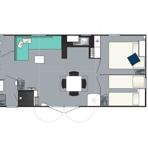 Stacaravan 8 personen - Confort+ 4 kamers 37m²