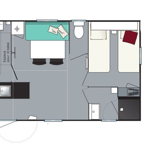 MOBILHOME 7 personas - Evasión+ 2 habitaciones 28m² (28m²)