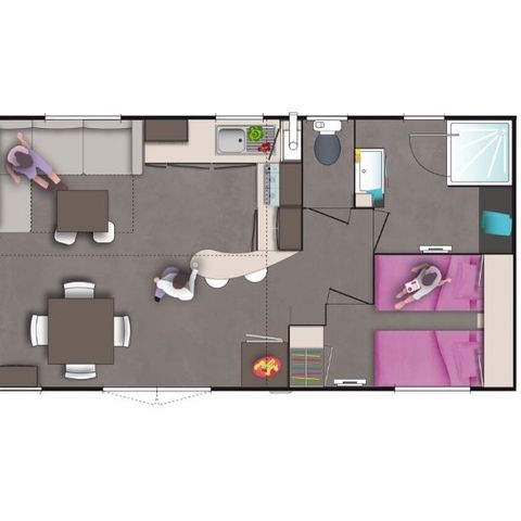 Mobilheim 6 Personen - Komfort 2 Schlafzimmer 2 Badezimmer 37m²