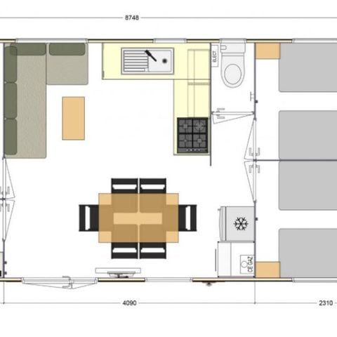 MOBILHOME 6 personas - CORTINA 3ch