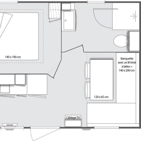 MOBILHEIM 2 Personen - Mobile Residence 17.5 m² / Terrasse 8 m² / 1 Zimmer - 1/2 pers.