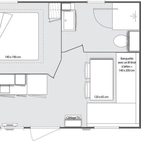 MOBILHOME 2 personnes - Résidence Mobile 17.5 m² / terrasse 8 m² / 1 chambre - 1/2 pers.