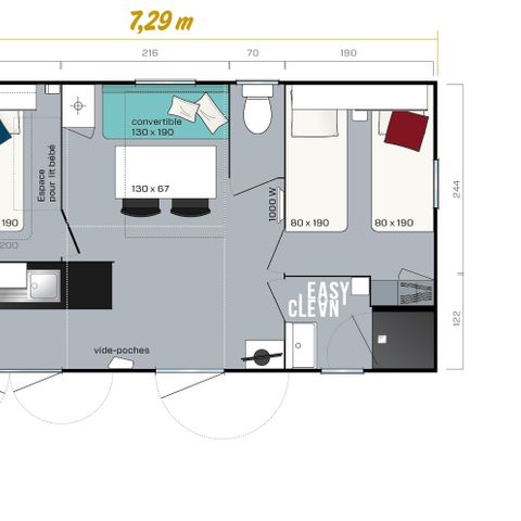 MOBILHOME 5 personas - MOBIL HOME RIVIERA (2 adultos y 3 niños )