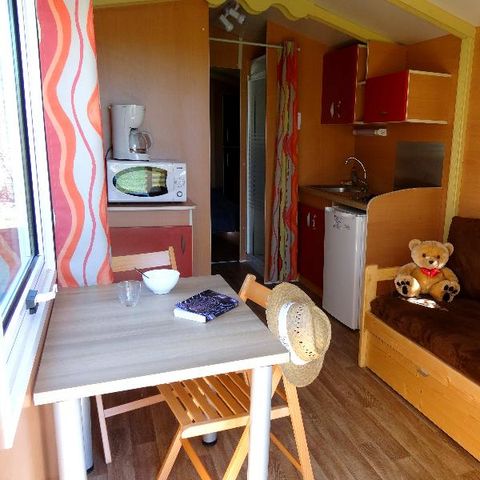 UNIEKE ACCOMMODATIE 4 personen - Roulotte 21m² 1 slaapkamer + semi-overdekt terras