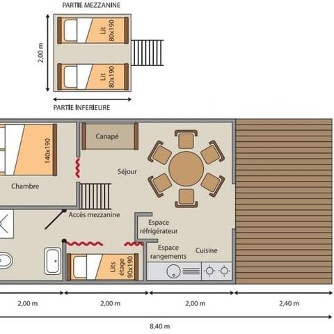 TENTE TOILE ET BOIS 5 personnes - Cabane du Trappeur 24m² CONFORT 2 chambres + climatisation