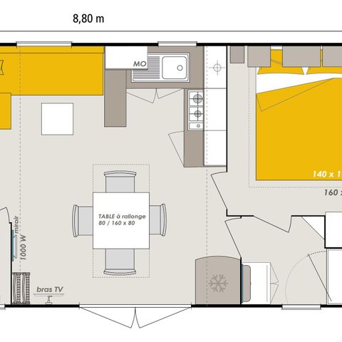 MOBILHOME 6 personnes - HomeFlower 35m² PREMIUM 3 Chambres + terrasse semi-couverte + TV + Climatisation