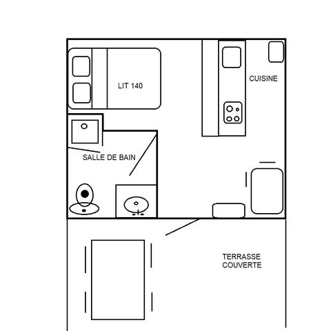 ESTUDIO 2 personas - Estudio Sin Clasificar 18m² COMFORT 1 habitación + terraza semicubierta