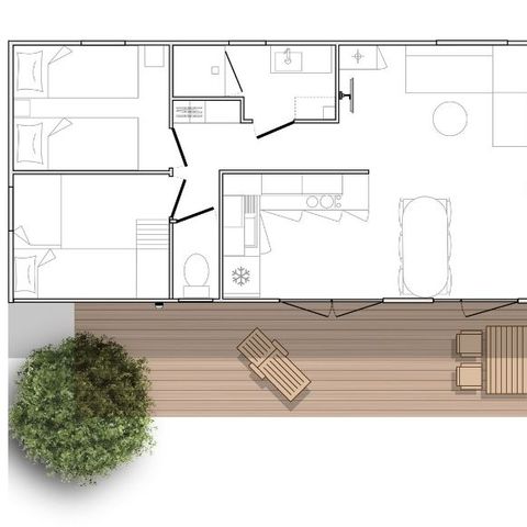 MOBILHOME 6 personnes - Premium 6 personnes 3 chambres 2 sdb 40m²