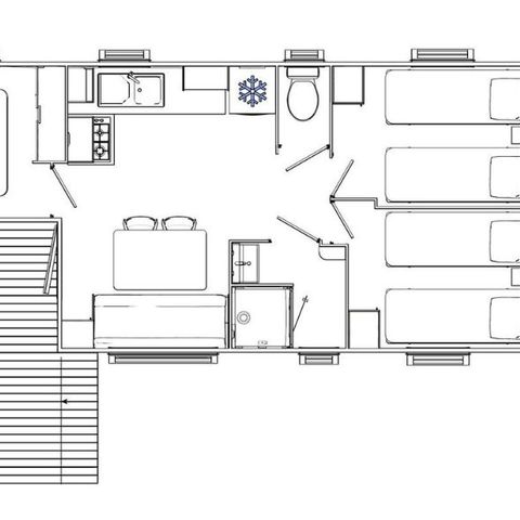 Stacaravan 6 personen - Vrije tijd 6 personen 3 slaapkamers 30m²