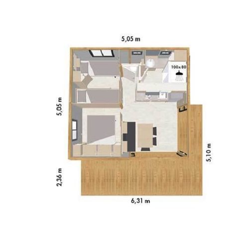 CASA MOBILE 4 persone - Cottage Premium 2 camere da letto