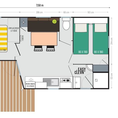 MOBILHOME 4 personas - LOGIA - TV - AIRE ACONDICIONADO - WIFI