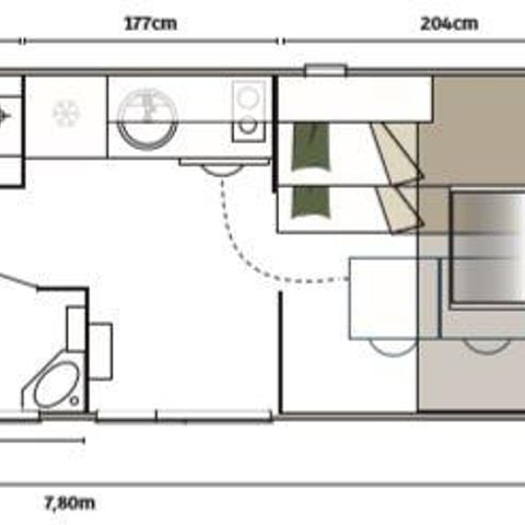 TENDA IN TELA E LEGNO 4 persone - Coco Chrono 20m² - 2 camere da letto con bagno per 1/4 persona