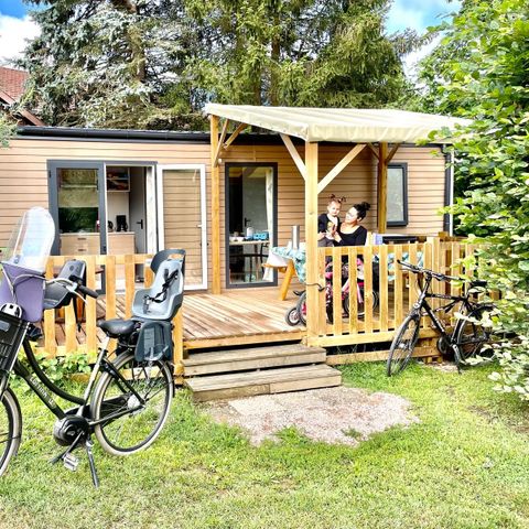 Bungalow 5 Personen - Eiche 28 m² mit halbüberdachter Holzterrasse