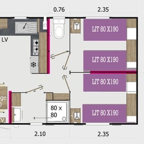 CASA MOBILE 6 persone - 3 camere da letto 2 bagni - Chez Nathy