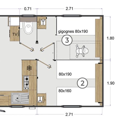 MOBILHOME 6 personas - 2023 Familia 6 personas Premium