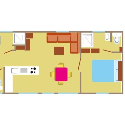 CASA MOBILE 6 persone - Confort+ 6 posti letto 3 camere da letto 2 bagni 40m² zona giorno