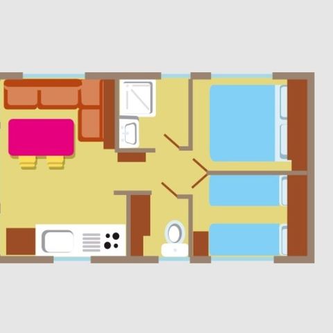 Stacaravan 4 personen - Cocoon+ 4 slaapplaatsen 2 slaapkamers 24m² (2 slaapkamers)